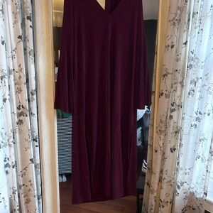 Free People Burgundy Long Sleeve Dress
